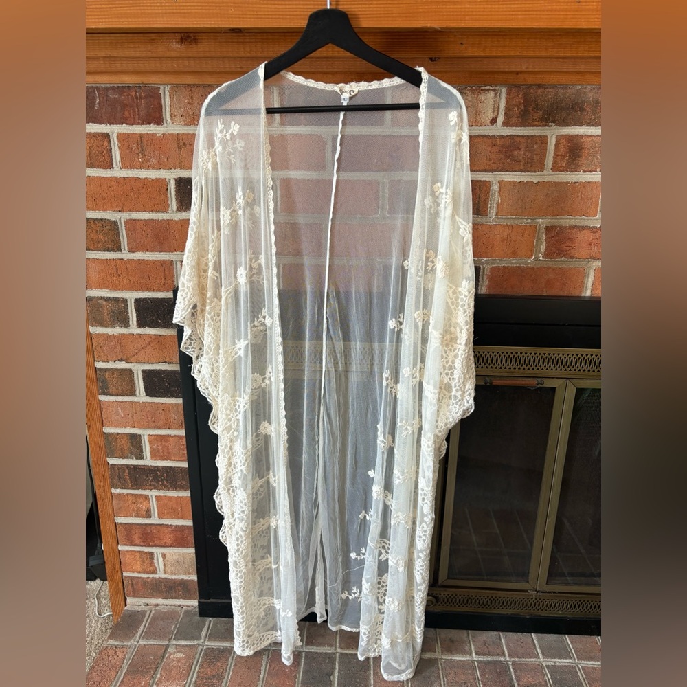 Boho lace shawl/ beach coverup size L